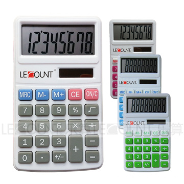 8 chiffres Calculatrice de poche à double puissance avec grand écran LCD et caoutchouc (LC303-8D)